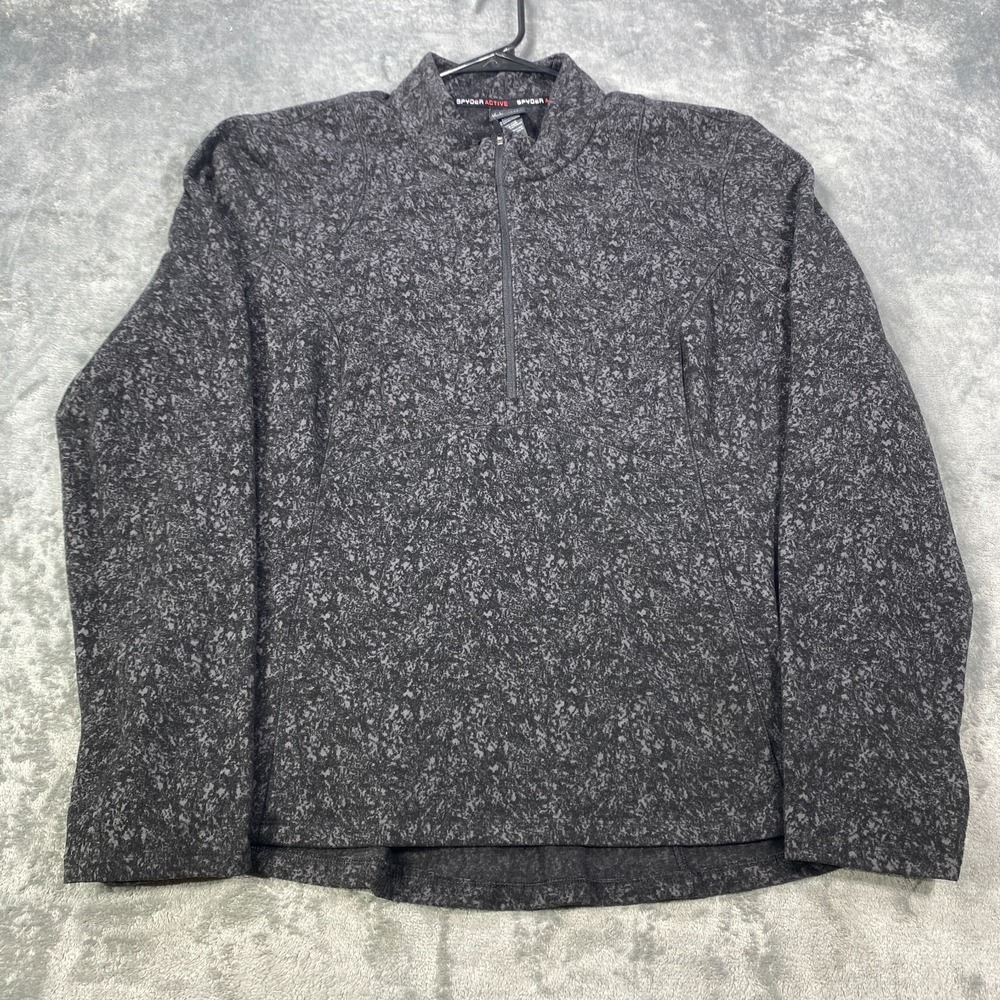 Spyder Sweatshirt Womens 2XL XXL Black Fleece Abstract Mock Neck Half Zip AOP